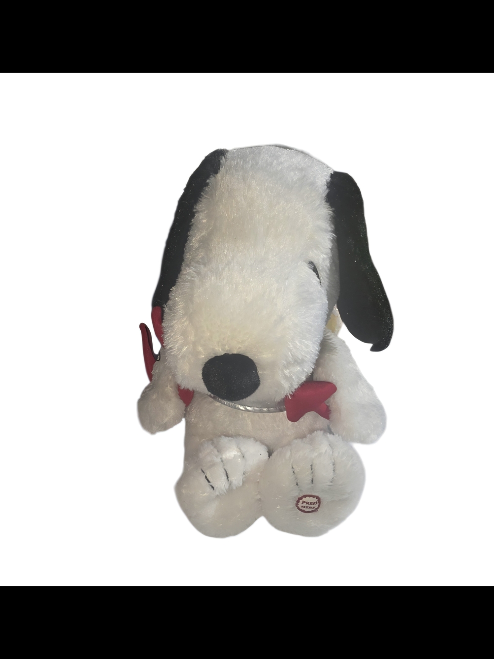 Hallmark Snoopy Cupid Valentine Animated Laughing Plush Stuffed whte Not Tested